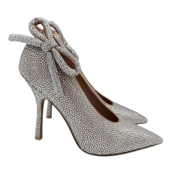Valentino Nite Out Satin Embellished Pumps with Crystal Bows Size 8.5 - Picture 7 of 15